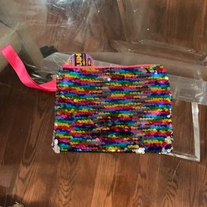Rainbow Sequin Zipper Purse Wristlet NWT